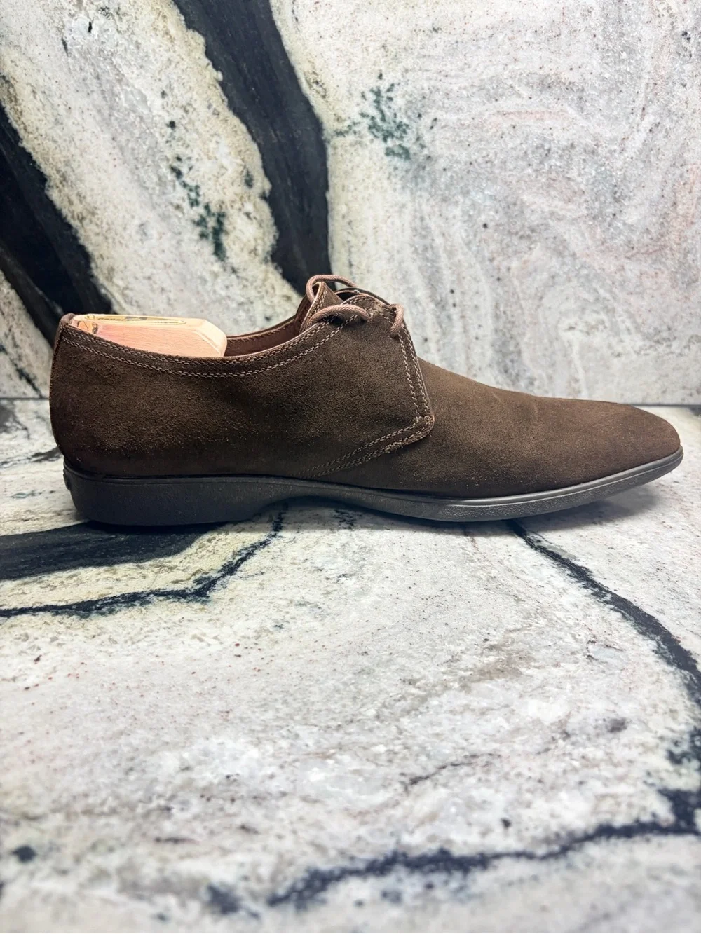 A. Testoni Black Label Brown Suede Derby Shoes UK 8 US 9 Made in Italy